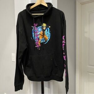 Naruto Shippuden Hoodie Mens Black Sweatshirt Naruto Uzumaki Graphic Sz Large